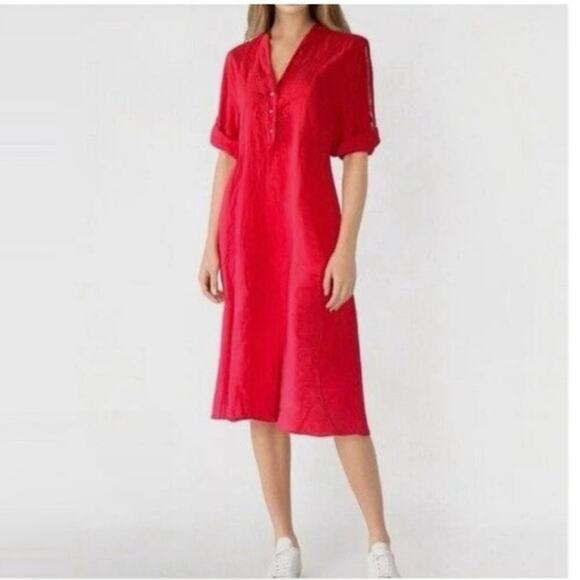 linen strawberry dress Strawberry Ruffle Collar Dress 18-24M main image 1